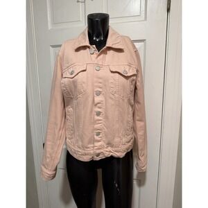 Pink Lucky Brand Jean Jacket Womens Size Medium Long Sleeve Denim